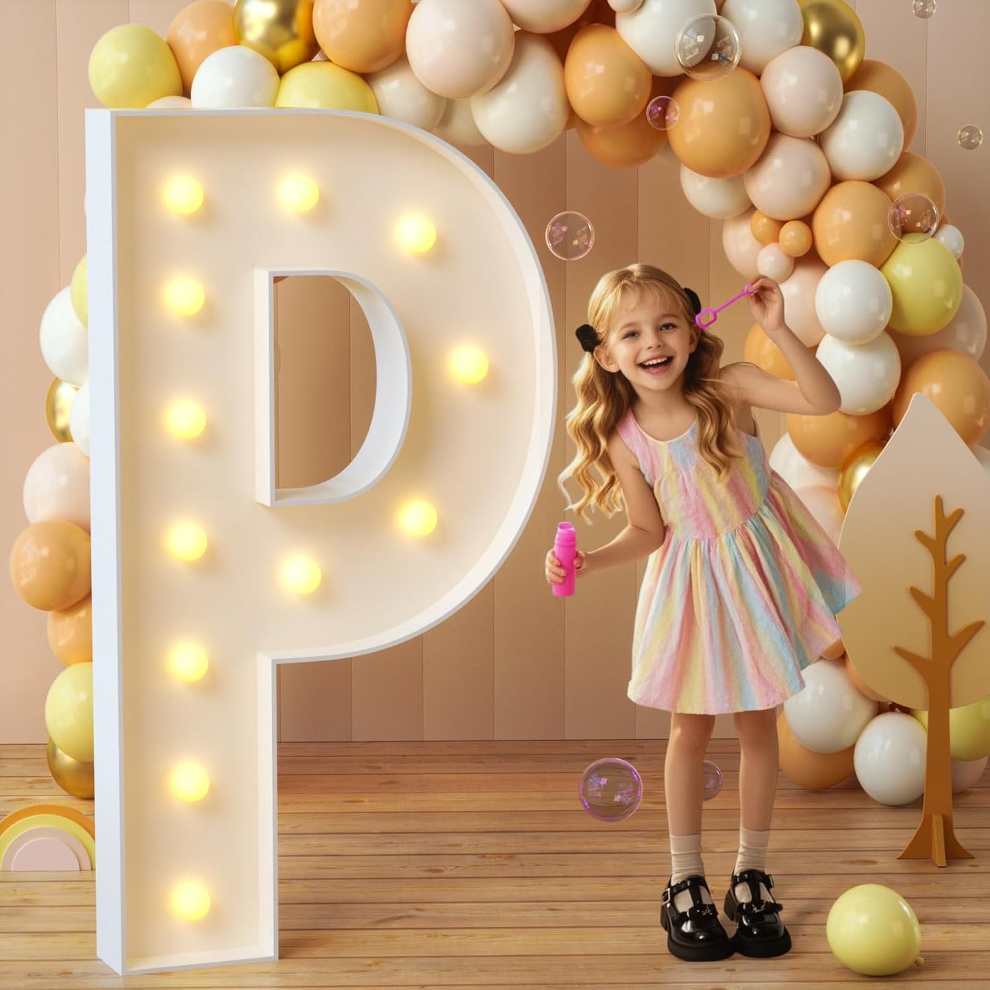 imprsv Marquee Light Up Letters, 4FT Mosaic Letters with Light for Baby Shower Graduation Party Decor, Large P for Engagement Wedding Party Decorations (Need to Assemble)