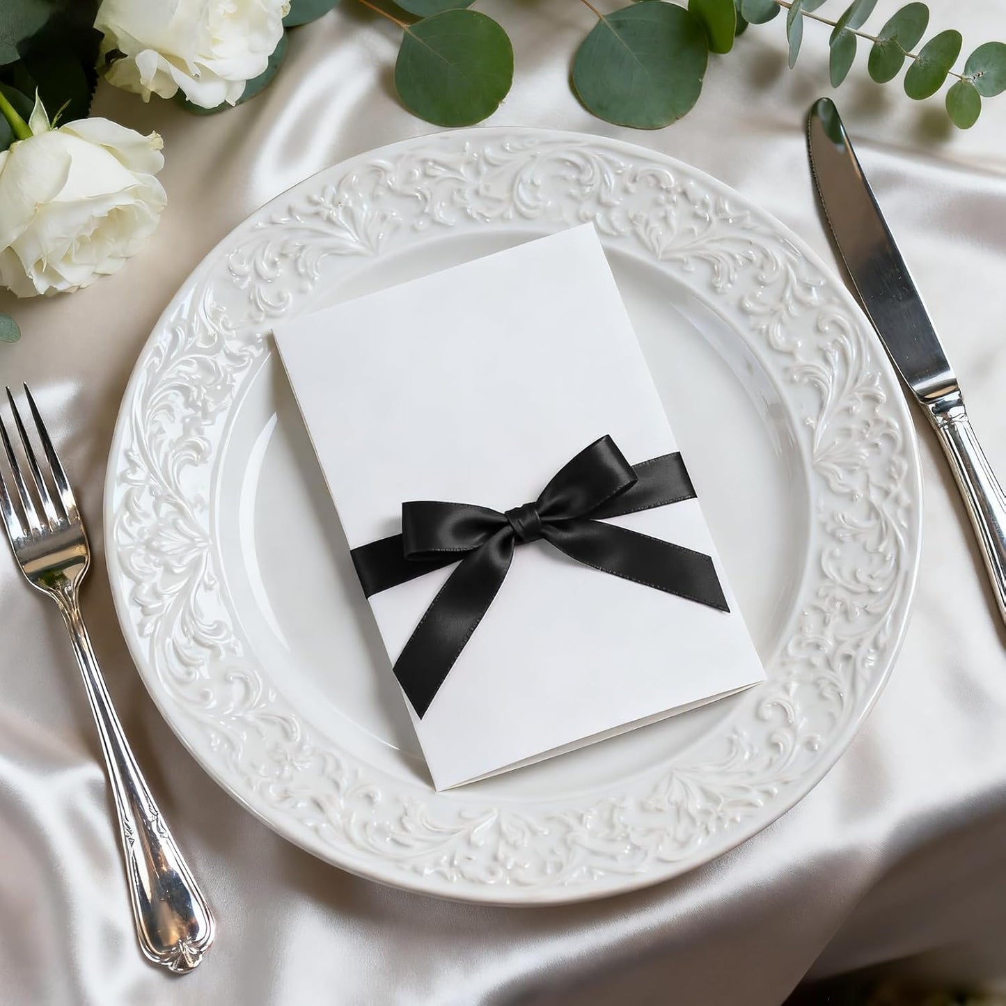 5/8 Inch 100 Yards Black Ribbon, Black Satin Ribbons for Gift Wrapping, Wedding, Birthday Party Decoration, Valentine's Day, Craft, Hair, Floral, Sewing