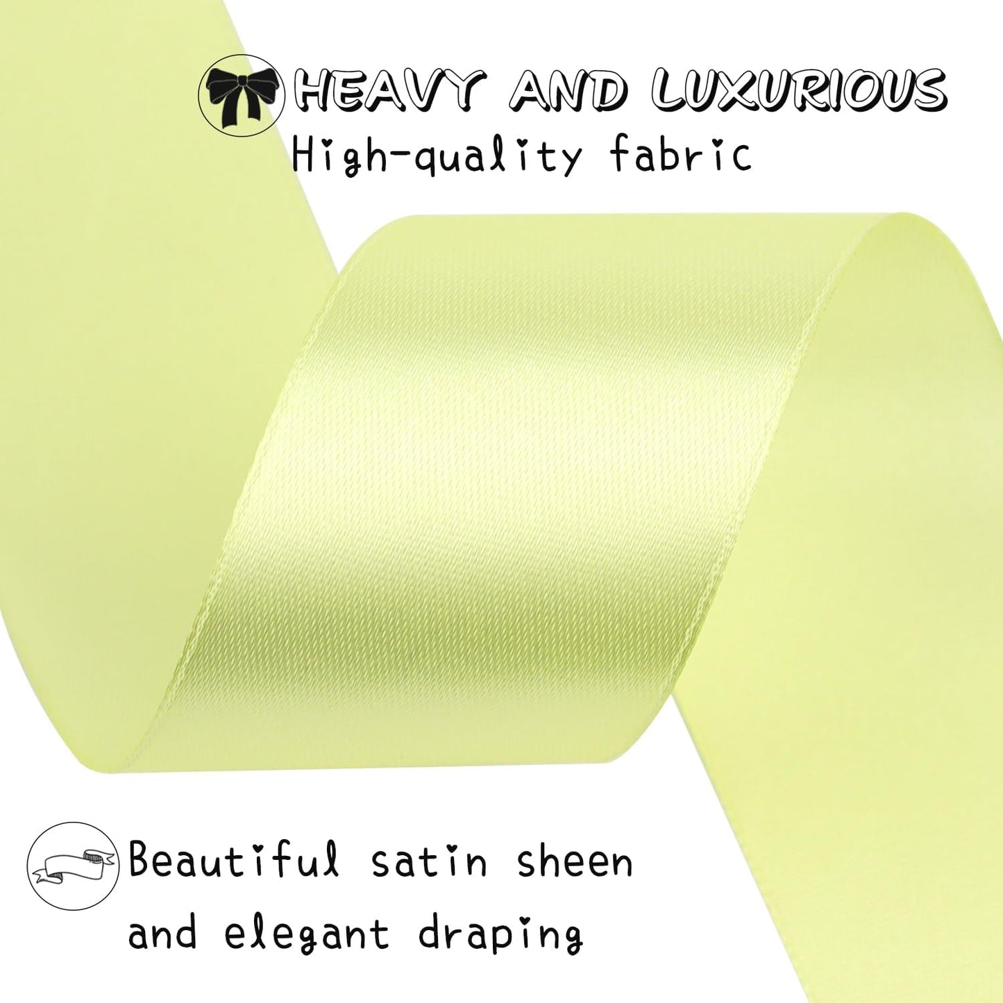 Cream Solid Satin Ribbon 1-1/2 Inch 50 Yards Solid Polyester Fabric Ribbon for Gift Wrapping Wedding Christmas Baby Shower Birthday Party Decoration Handmade Immortal Flower Craft