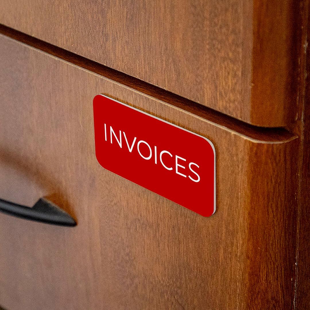 Name Tag/Badge Blanks - 10 Pack - Red 1-1/2" X 3", Round Corners, Magnetic Backing