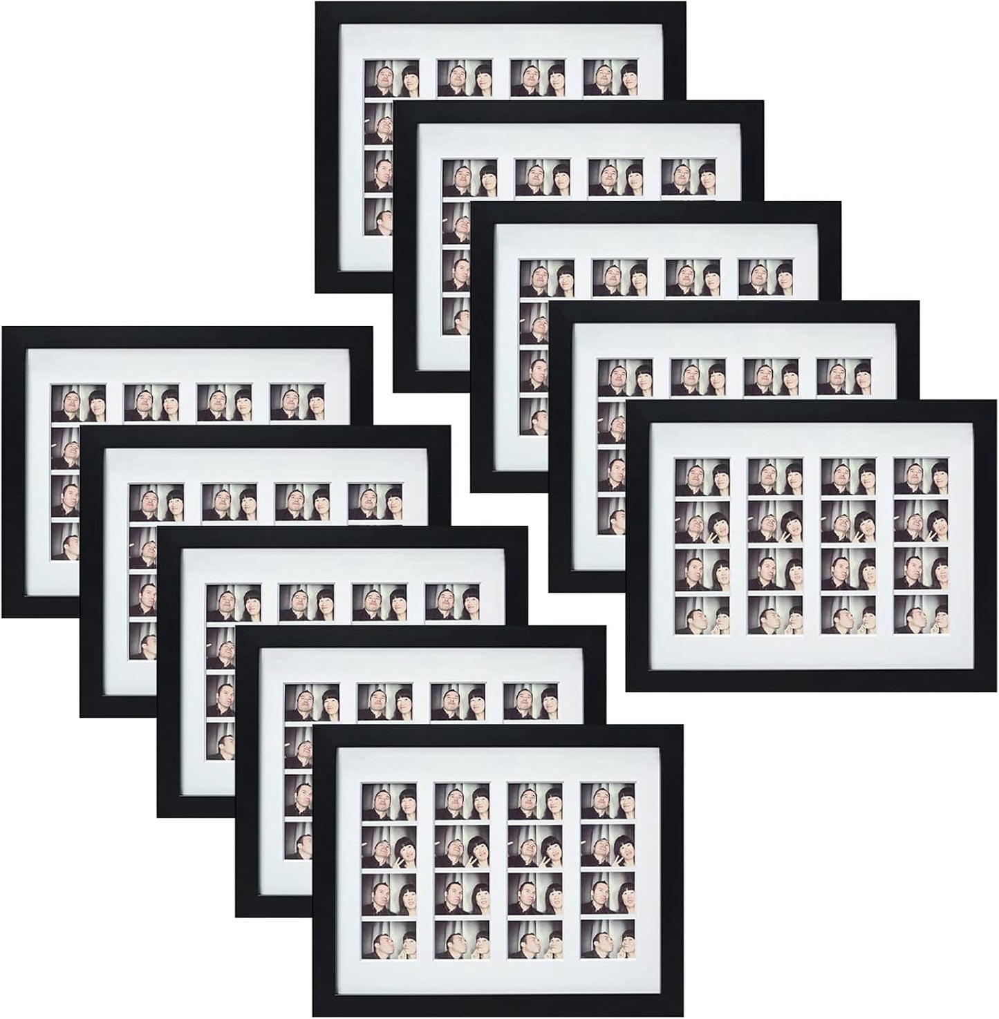 Golden State Art, 8.5x11 Photo Frame with Mat for 4 2x6 Photo Booth Pictures, Includes Real Glass & Easel Back Display, Make A Good Gifts, Black, 10 Pack