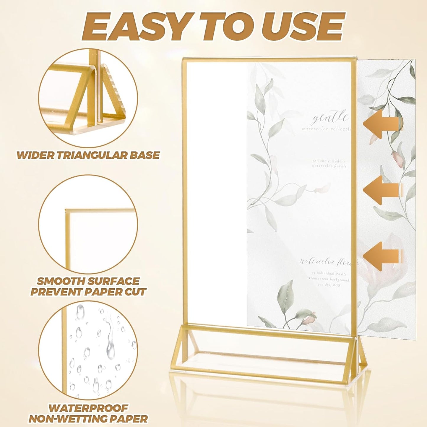 12 Pack Gold Acrylic Sign Holder 4x6 Picture Frame, Double Sided Gold Table Number Holder 4x6 Display Stand for Wedding, Home, Offices