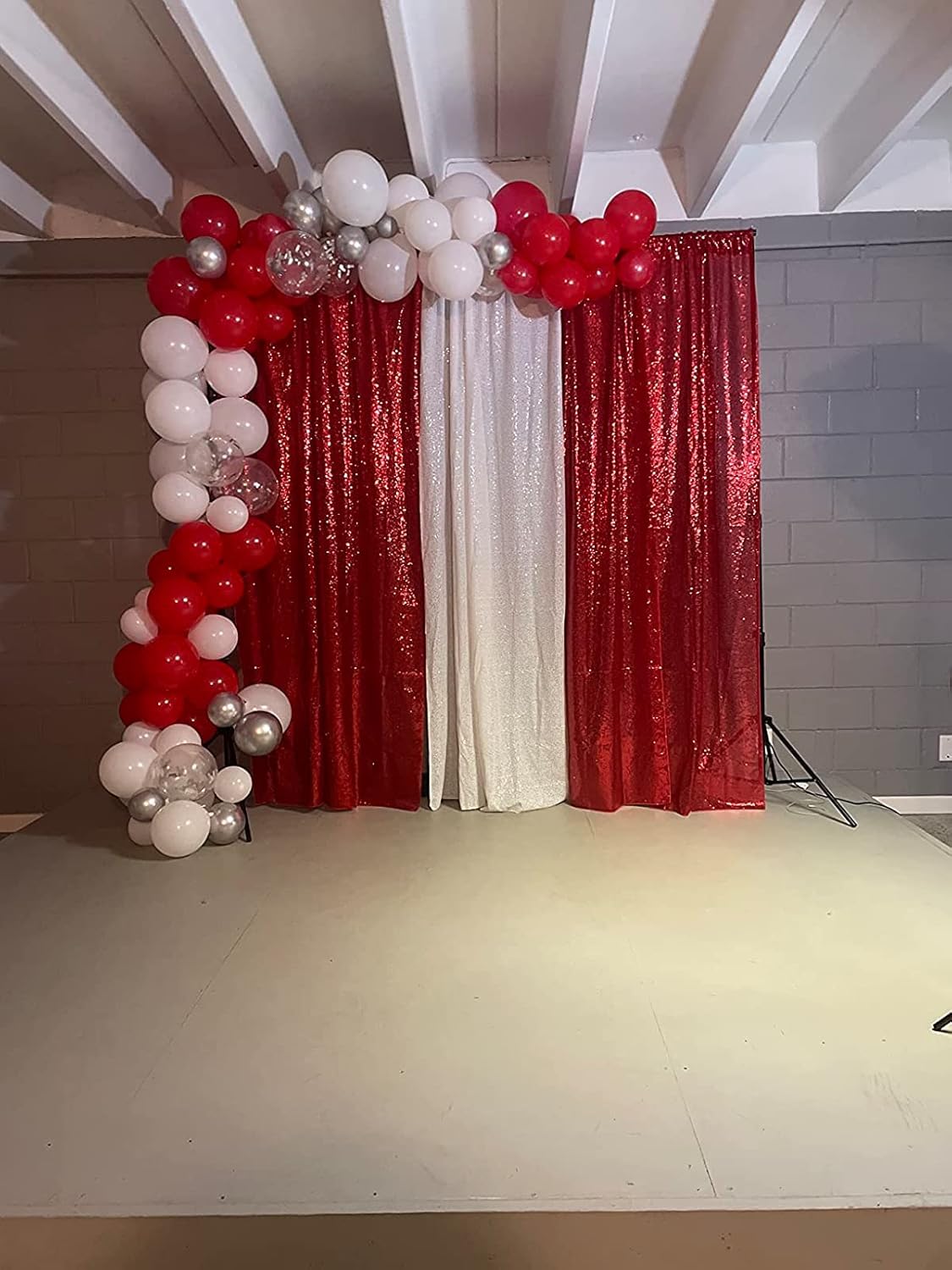 Red Sequin Backdrop Curtains 2 Panels 4FTx8FT Glitter Red Photo Backdrop Drapes Party Wedding Baby Shower Curtain Sparkle Photography Background