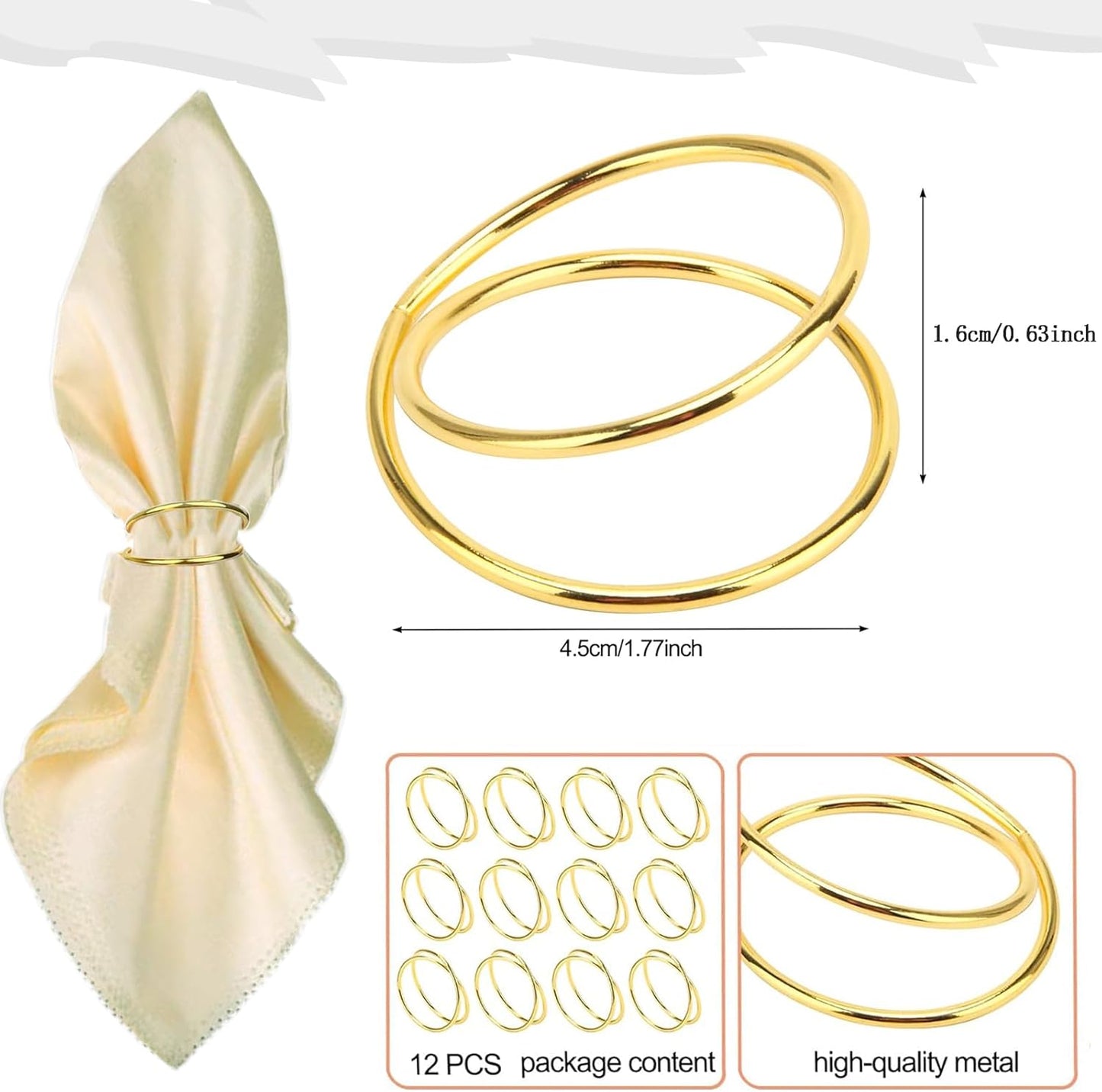 Gold Napkin Rings-12 PCS Metal Spiral Napkin Rings(Spiral) Napkin Holders Buckles for Family Dinner, Wedding, Party,Table Decorations