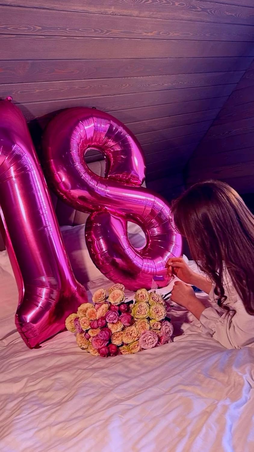 Rosy Purple Foil Number 8 Balloon 40 Inch, Helium Mylar Eight Number 8 18 28 38 48 58 80 88 Birthday Balloons, 8th Rosy Purple Women Men Wedding Anniversary, Graduations Party Supplies