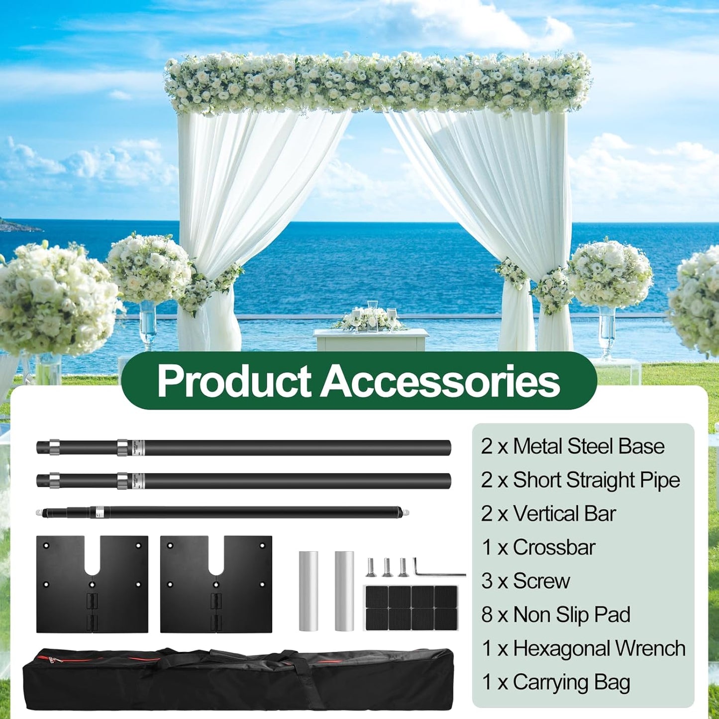 FUDESY Pipe and Drape Backdrop Stand Kit, 10x10ft Heavy Duty Backdrop Stand Adjustable Background Frame with Metal Base for Photography Wedding Parties Events Decoration, Black