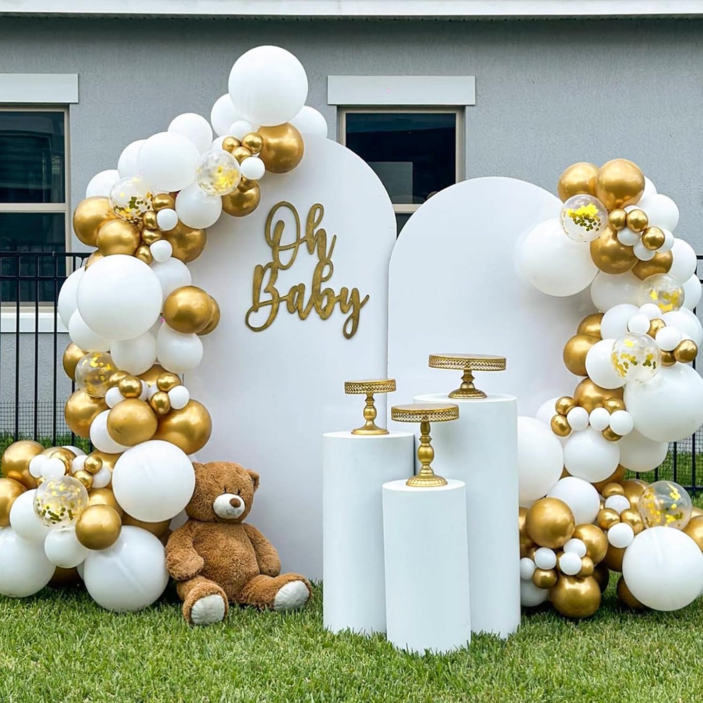 Netnology Gold and White Balloons Set, 60Pcs 12 Inch White Metallic Gold and Gold Confetti Latex Balloon for Birthday Baby Shower Bridal Shower Wedding Graduation Party Decorations