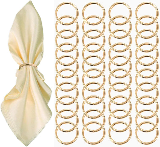 Gold Napkin Rings - 40 Pcs Stainless Steel Napkin Rings,Gold Rotundity Metal Napkin Ring for Table Settings Wedding Christmas Party Dinner Table