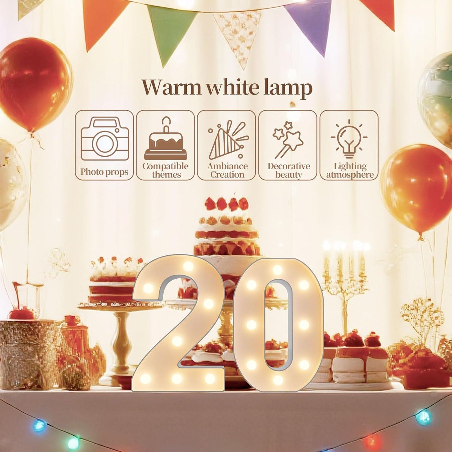 LED Marquee Light Up Numbers Sign - Lighted Birthday Numbers Sign for Birthday Party Decoration, Bar Wall, Home, Table Room, Wedding and Christmas Decorations, Number 3