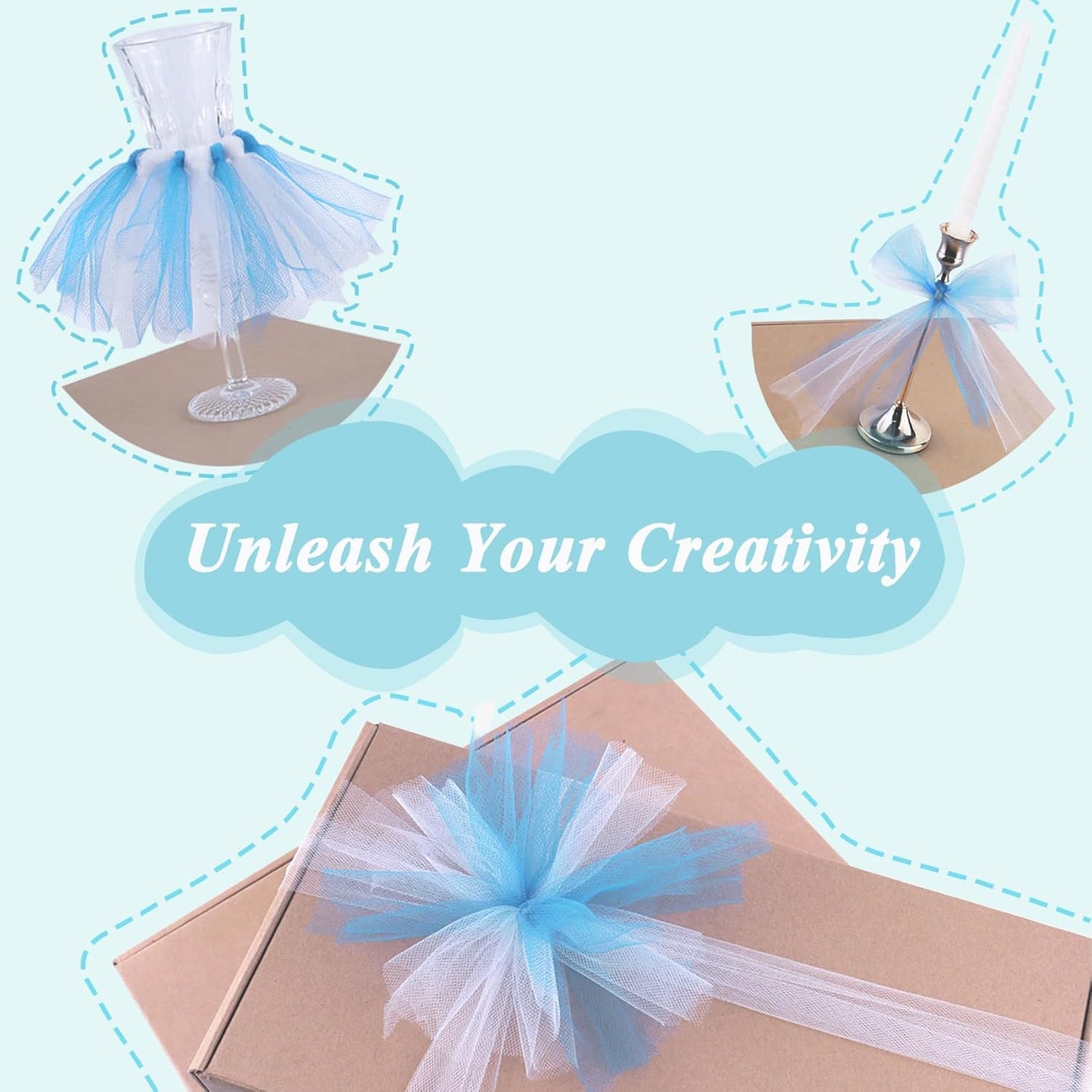 Turquoise Tulle Fabric Roll 6”by 100 Yards (300 ft) Soft Tulle Spool for DIY Crafting Favor Supplies, Tutus, Wedding, Party Decorations, Gift Wrapping