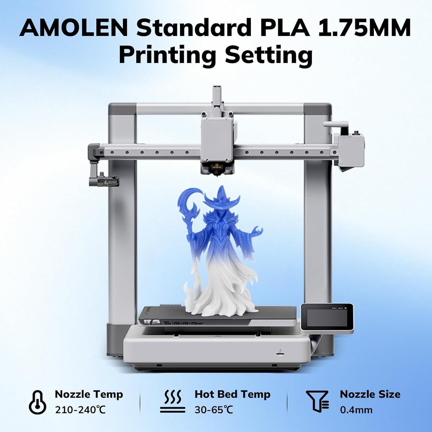 AMOLEN 3D Printer Filament, Temp Change Blue to White PLA Filament 1.75mm, Cold & Heat Temp Color Change with Temperature Filament, Dimensional Accuracy +/- 0.02 mm, 1KG/2.2lb, Fits Most FDM Printers