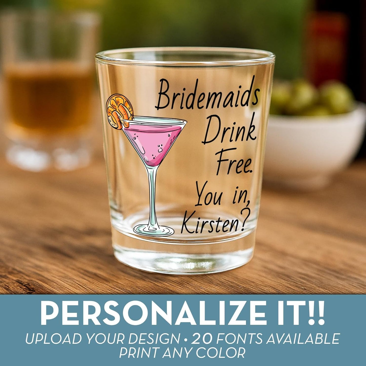 Bridesmaid Custom Shot Glass 2.5oz, Personalized Photo Bride Tribe Gift, Maid of Honor, Custom Printed Picture Wedding Favor, Girls Weekend Keepsake, Bachelorette Party