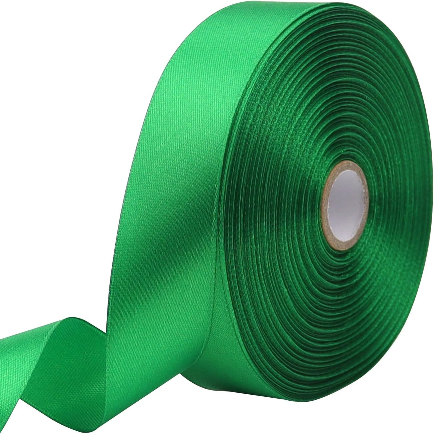Green Solid Satin Ribbon 1 Inch 50 Yards Solid Polyester Fabric Ribbon for Gift Wrapping Wedding Christmas Baby Shower Birthday Party Decoration Handmade Immortal Flower Craft