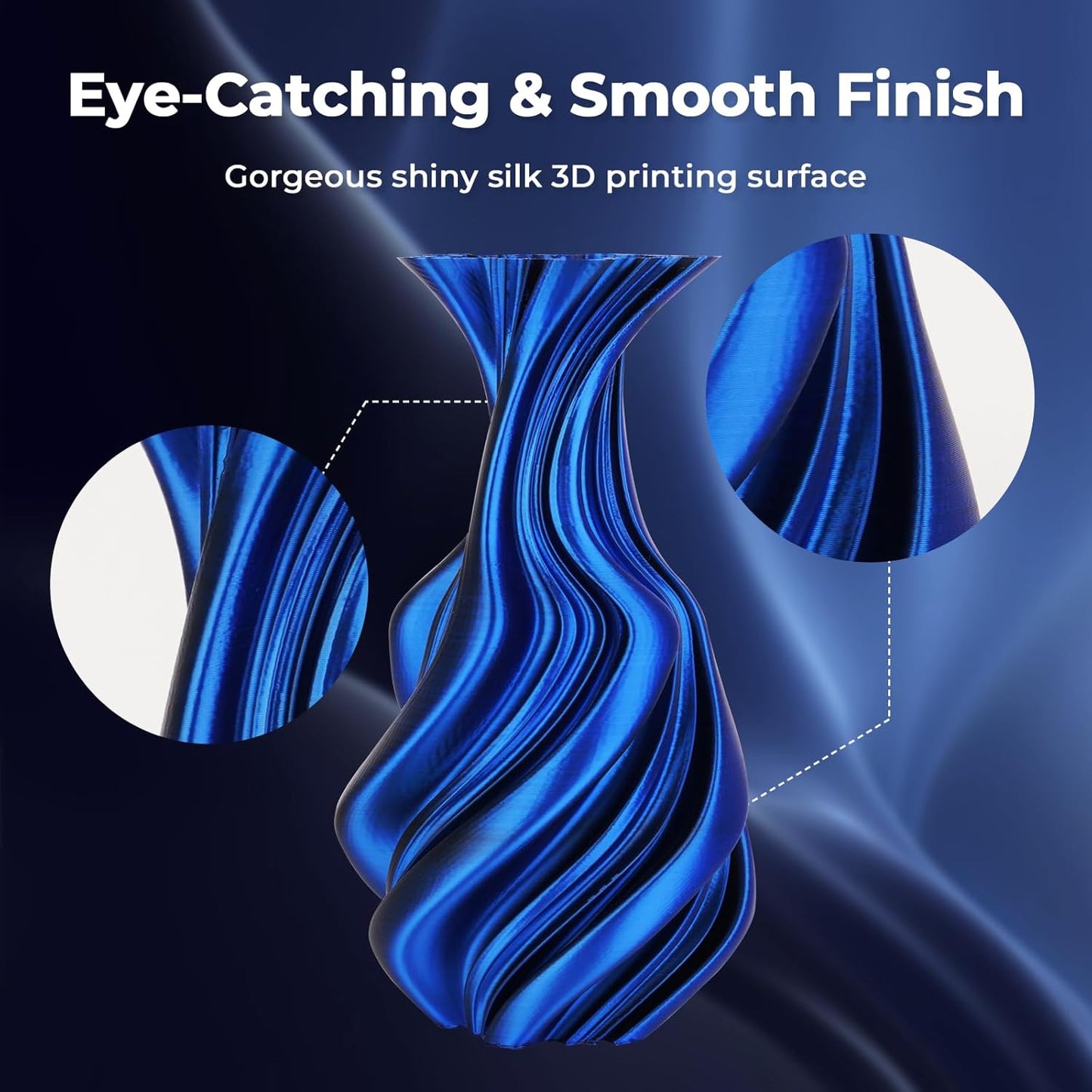 AMOLEN Silk PLA 3D Printer Filament, Dual Color Black Blue PLA 1.75mm, Shiny Color Change Filament 3D Printing PLA Filament for Most FDM 3D Printer, 1kg Spool(2.2lbs)