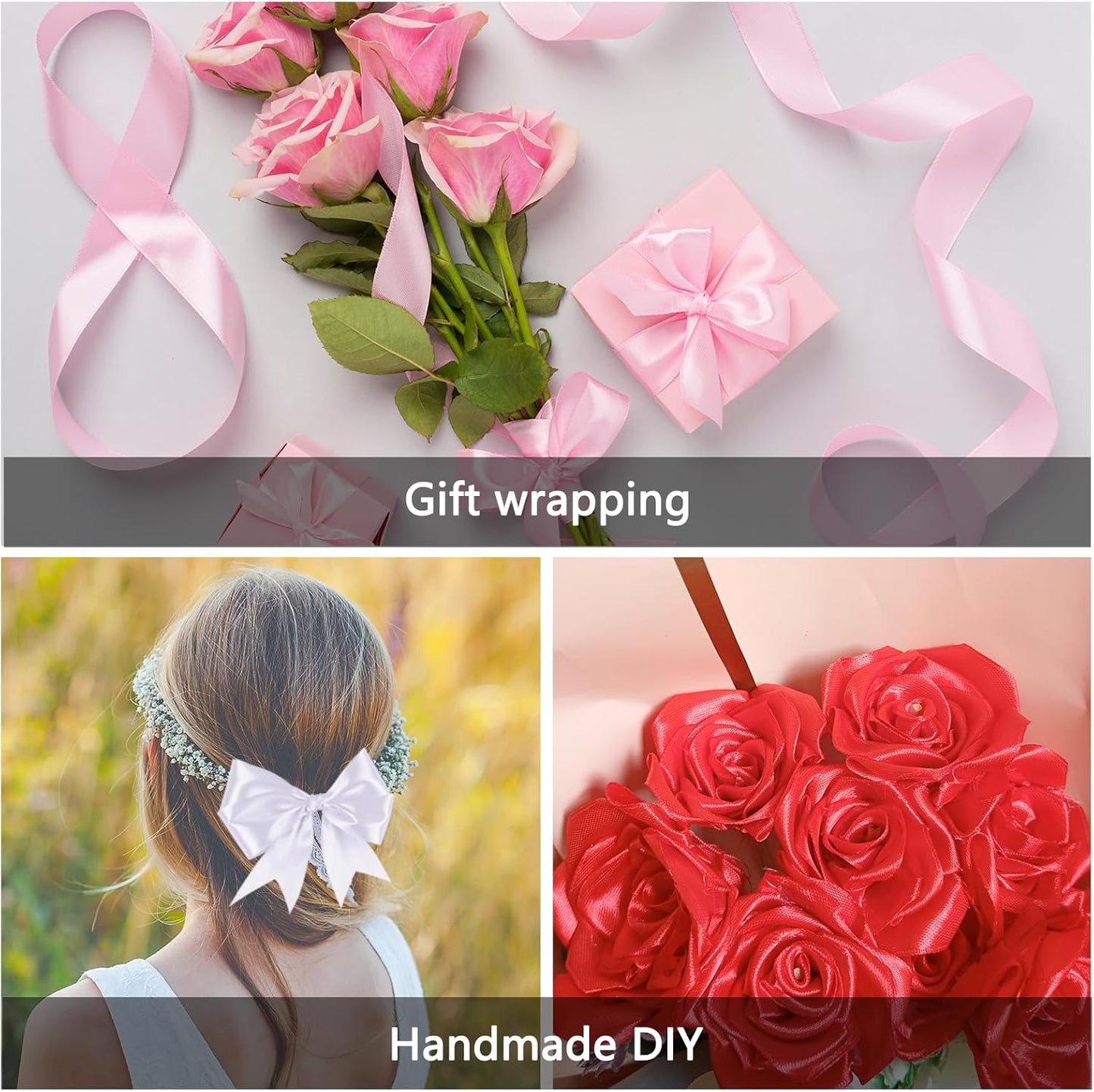 NESCCI 75 Yards Ribbon,1-1/2 Inch Satin Ribbon,Single Face Satin Ribbons,Perfect for Gift Wrapping,Wedding Decoration,Handmade Bows,Wrapping Bouquet, Halloween, Christmas