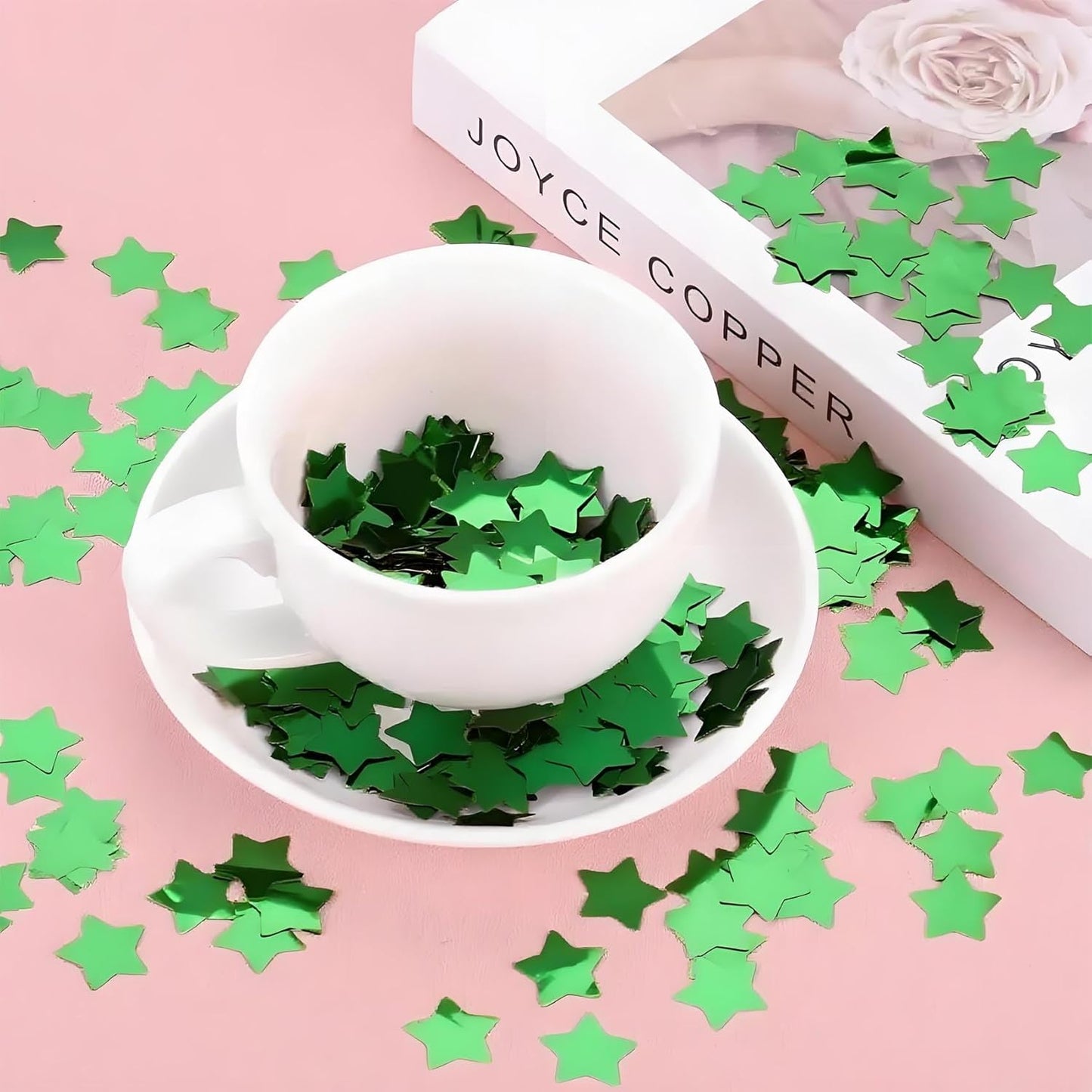 Green Metallic Foil Star Confetti 0.78inch/2cm 8000PCS Table Confetti for Party Birthday Decoration or Filled Balloons