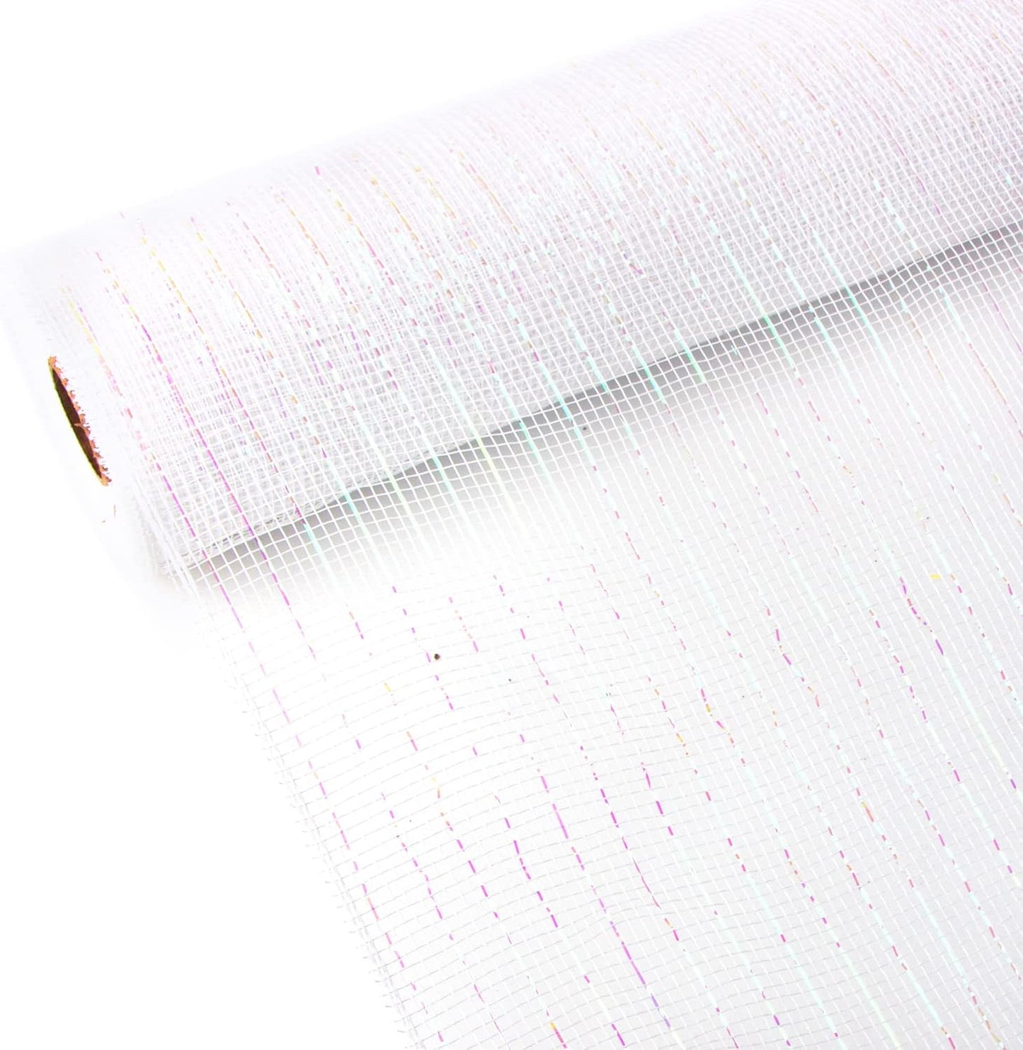 Ribbli 2 Rolls White Mesh Ribbon,10 inch x 30 feet(10Yard) Each Roll,Metallic White with Iridescent Foil,Christmas Ribbon for Wreath Swags and Decorating