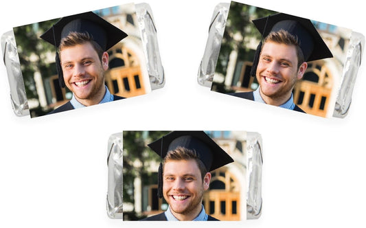 Andaz Press Bulk Photo Personalized Gift and Party Favors Collection, Chocolate Miniature Labels Chocolate Minis Party Favors, Custom Photo, 36-Pack