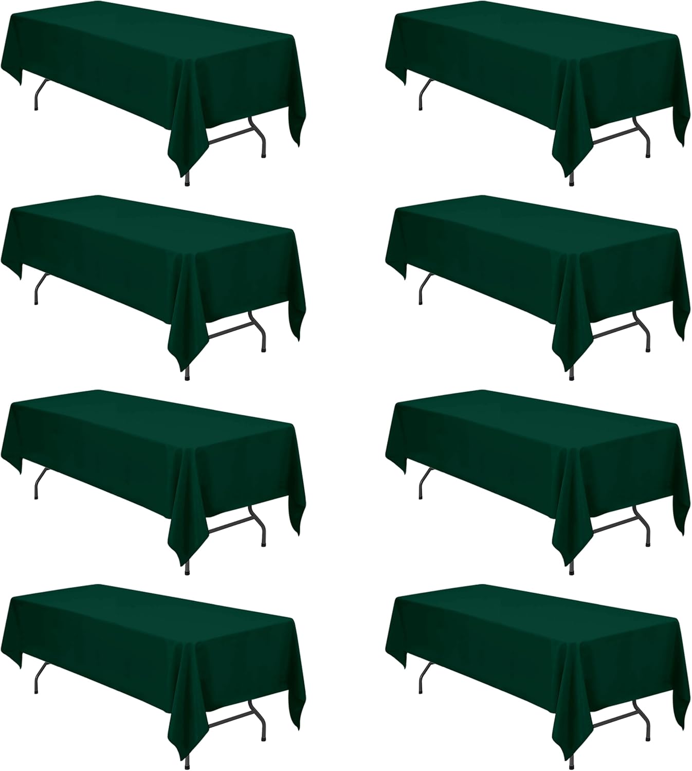 BRILLMAX 8 Pack Hunter Green Tablecloths for 8 Foot Rectangle Tables 60 x 126 Inch - 8ft Rectangular Bulk Linen Polyester Fabric Washable Cloth Cover for Wedding Reception Banquet Birthday Party