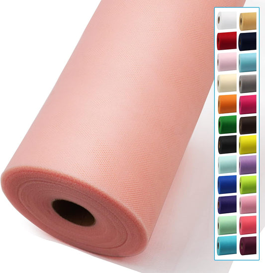 Blush Tulle Fabric Rolls 54 Inch by 40 Yards Tulle Bolt Spool for Wedding Decorations DIY Tutu Baby Shower Table Skirt Ceiling Decor Birthday Party Craft Supplies