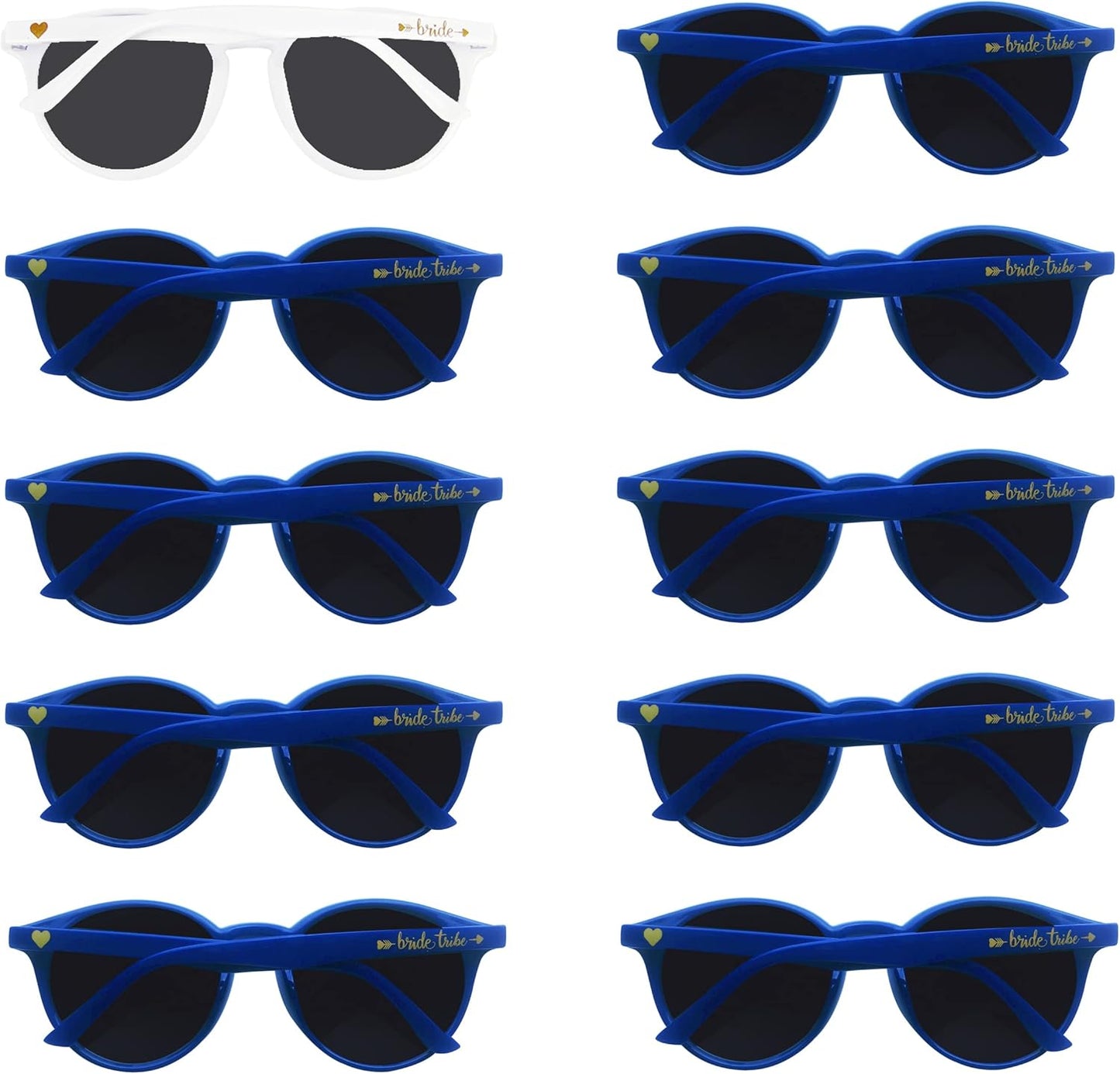 LADY&HOME Bachelorette Party Cat Eye Sunglasses - Bridesmaid & Bridal Shower Supplies, 10pcs Round Weddings Sunglasses