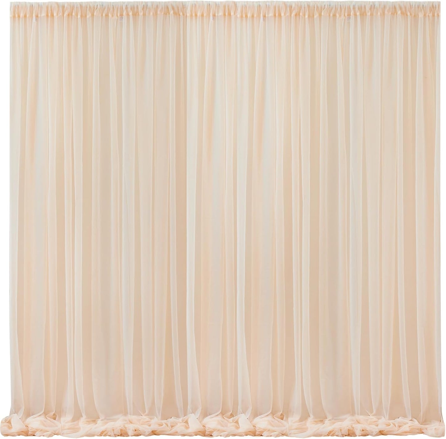 10x10 Champagne Tulle Backdrop Curtains for Parties, Sheer Backdrop Curtain Wedding Photo Background Drapes for Baby Shower Photography Birthday Party
