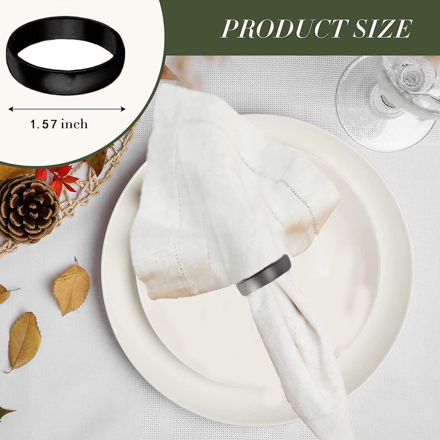 Black Napkin Rings-10 Pcs Stainless Steel Napkin Rings,Metal Napkin Ring for Table Settings Wedding Christmas Party Dinner Table