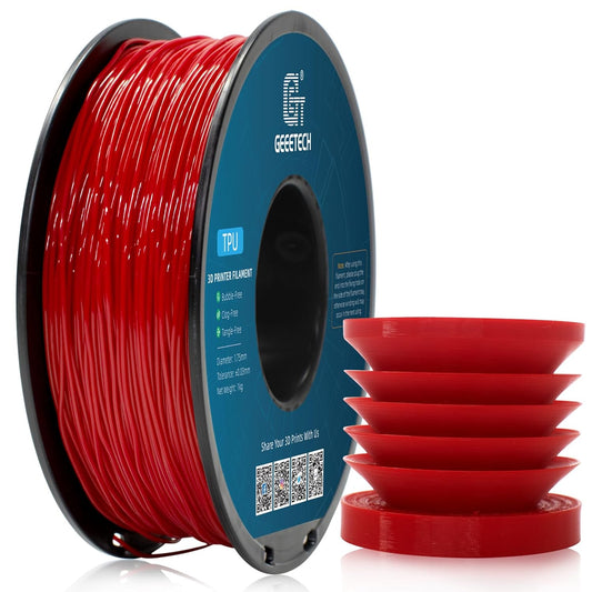 Geeetech TPU Filament 1.75mm, 95A Flexible 3D Printer Filament with High Elasticity, 1KG (2.2lbs) Spool, Dimensional Accuracy ±0.03mm, Fits Most FDM Printers, Red