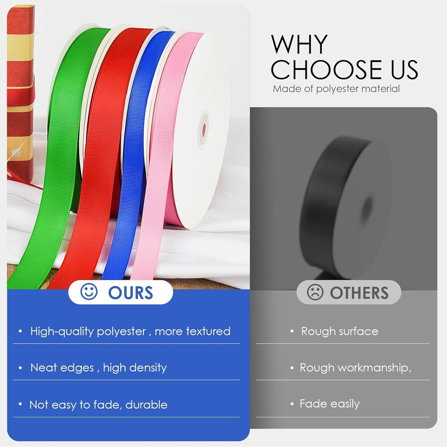 100 Yards 5/8 inch Grosgrain Ribbon, Solid Color Fabric Ribbon Perfect for Gift Wrapping, Wedding, Handmade Bows, Floral Bouquets and Party Decoration(Royal Blue)