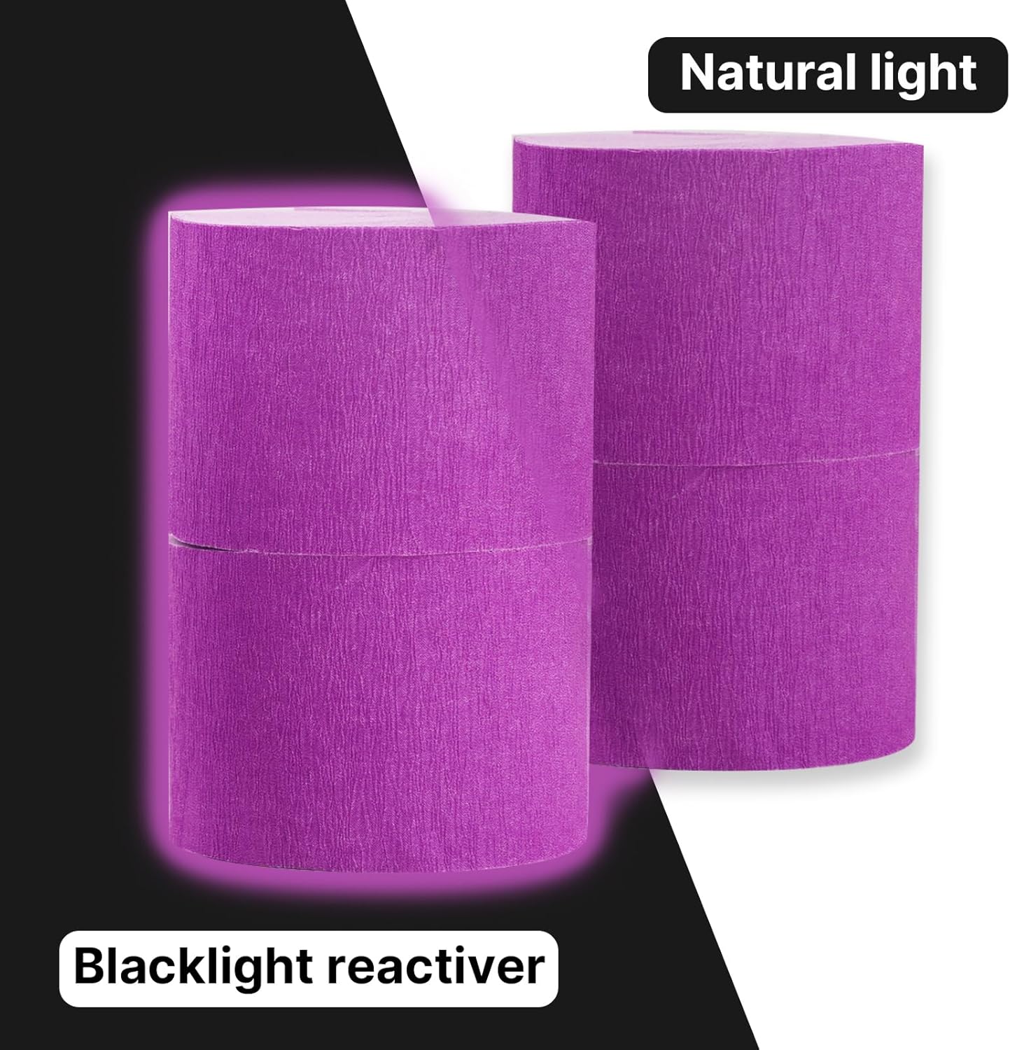 PartyWoo Purple Crepe Paper Streamers 4 Rolls 328 ft Pack of Neon Purple Crepe Paper for Graduation Baby Shower Halloween Birthday Party Decorations (1.8 Inch x 82 Ft/Roll), Purple-732