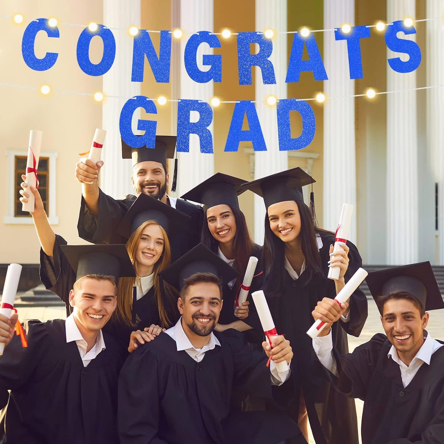 TaoBary 112 Pcs DIY Letter Kit Glitter Customizable Banner Letters Include 107 Letters and Numbers 3 Rope and 2 Needles for Birthday Halloween Christmas Wedding Valentine Party Decor(Dark Blue)