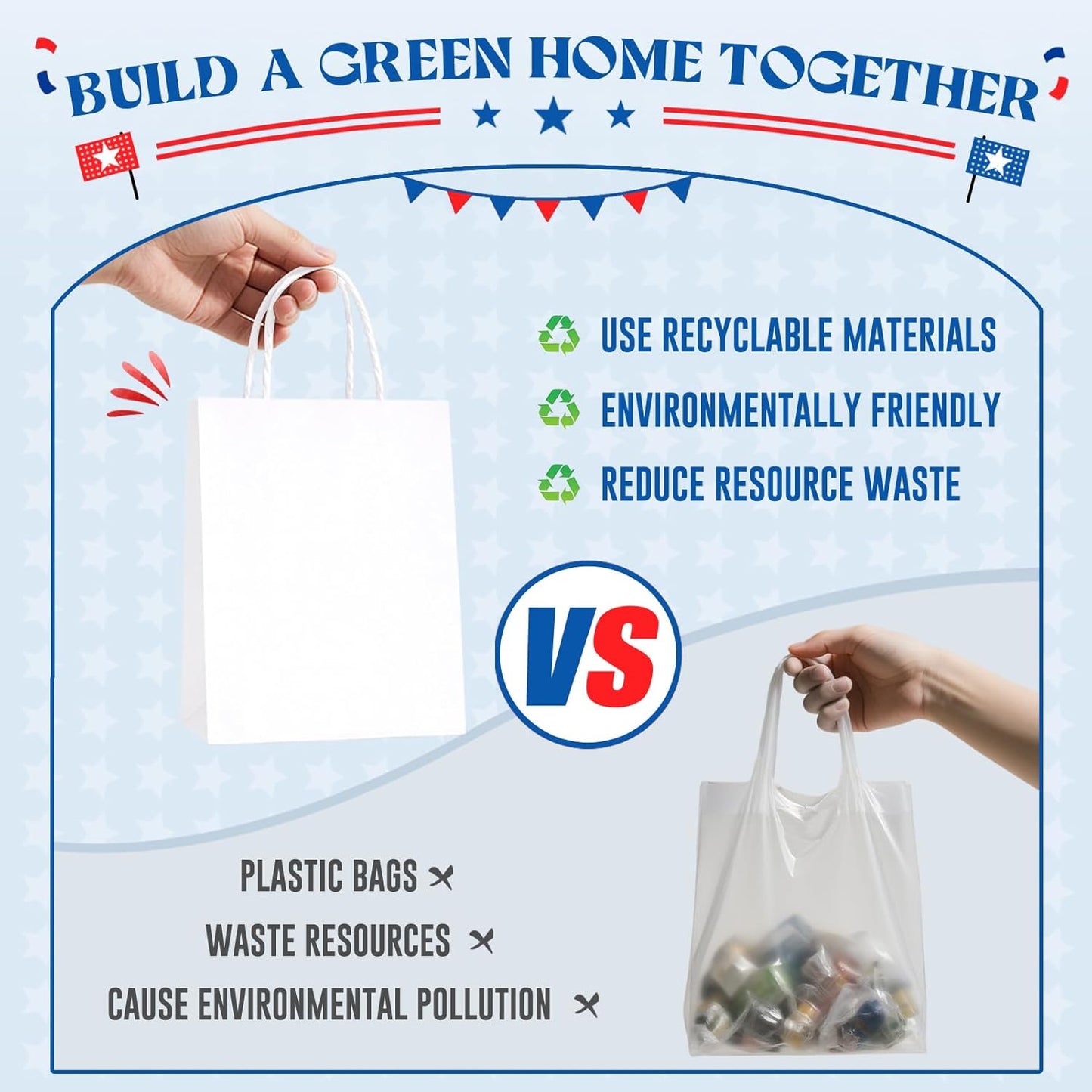 MESHA Gift Paper Bags 500 PACK 5.25x3.75x8'' White Small Shopping Kraft Bags Bulk with Handles Reusable for Business Grocery Birthday Wedding Kids Party Favors(Made in USA)