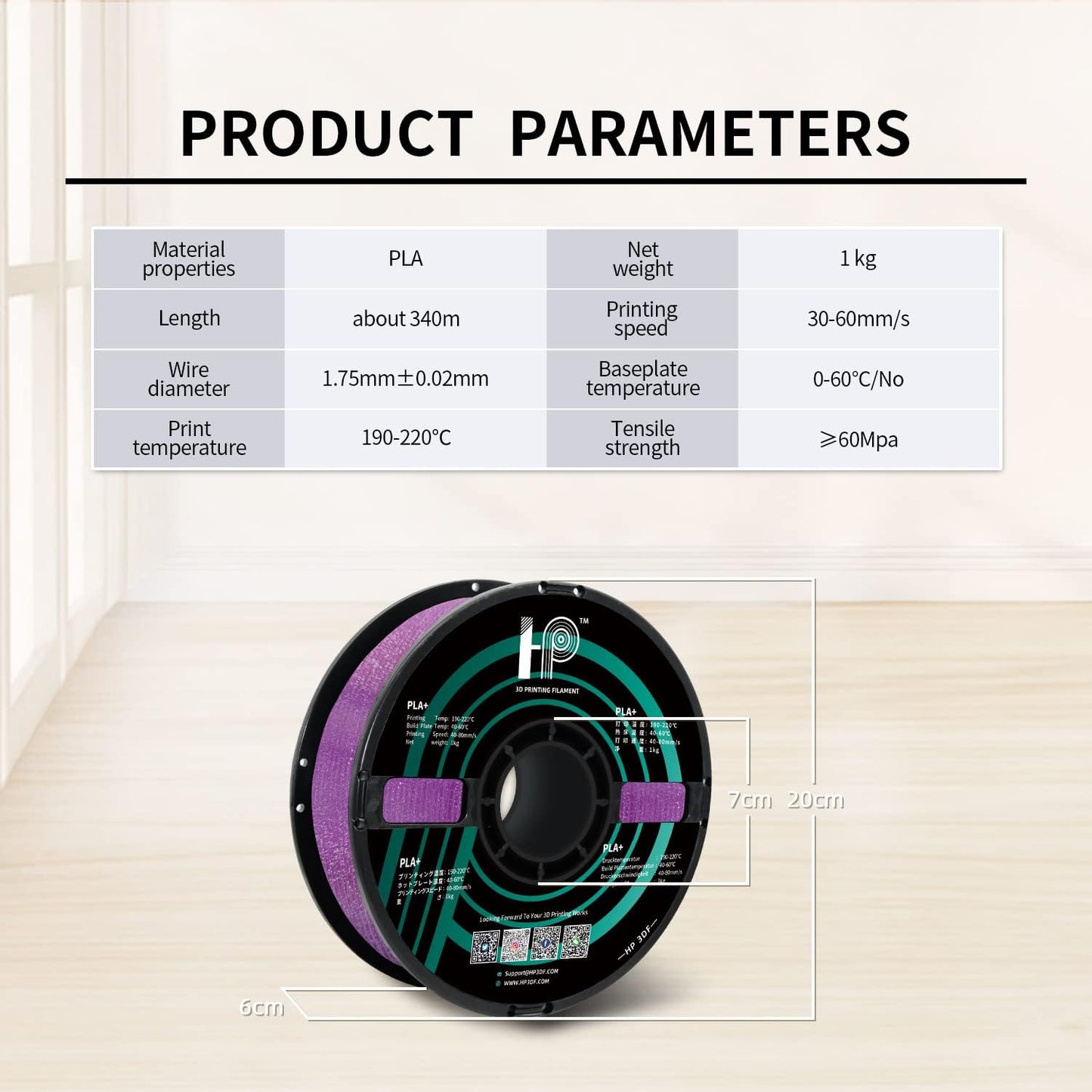 Glitter PLA Filament, Twinkling 3D Printer Filament, PLA Filament 1.75mm Dimensional Accuracy +/- 0.02mm, 1KG Spool (2.2 lbs), Fit Most FDM Printer (Glitter Purple)