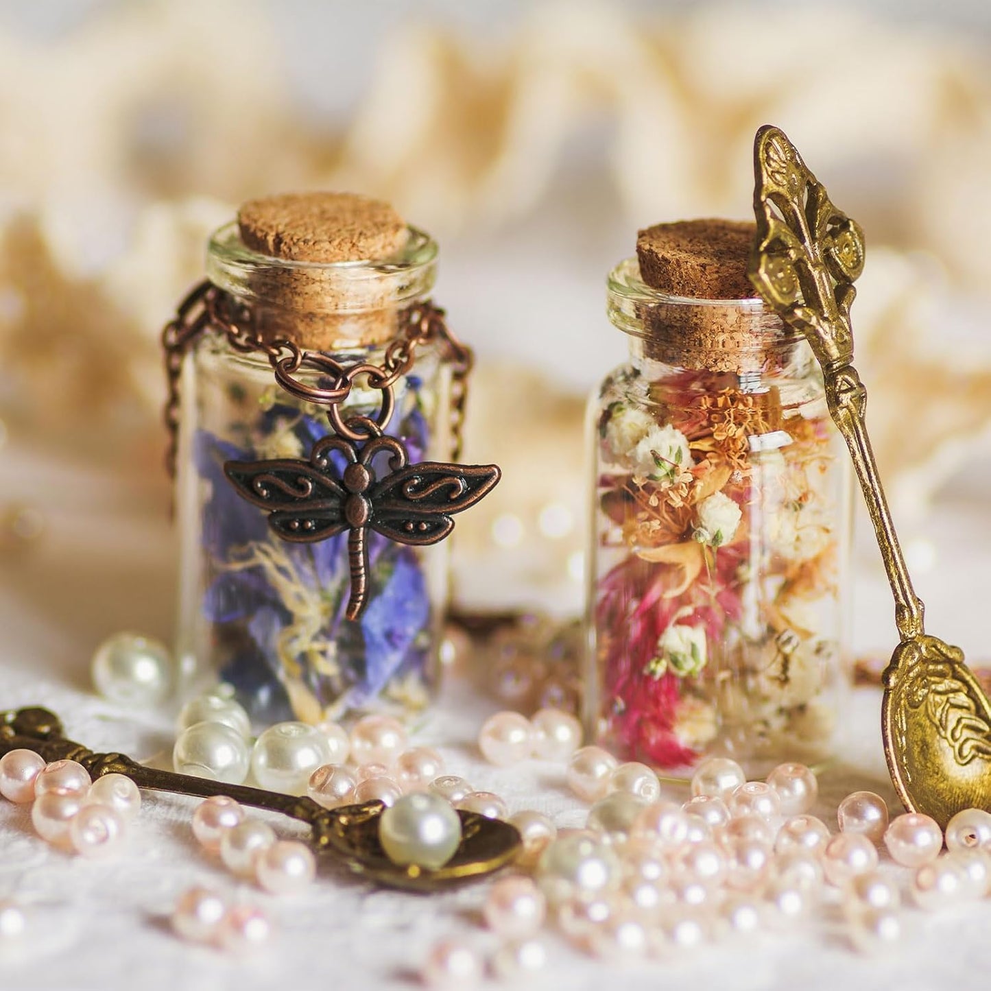 uxcell 10Pcs Mini Glass Bottles with Cork Stoppers, 5ml Small Clear Bottles Glass Empty Jars Vials for DIY Crafts Party Wedding Decor Favors