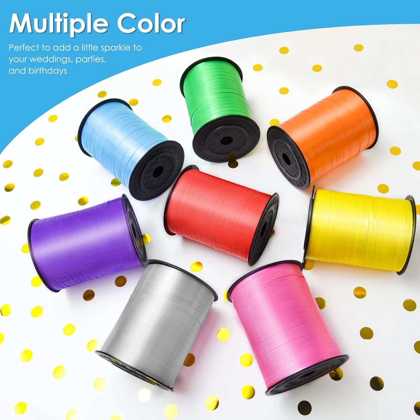 Light Blue Curling Ribbon, 500 Yard, Polyester, Perfect for Gift Wrapping, Balloons, Crafts & Celebrations