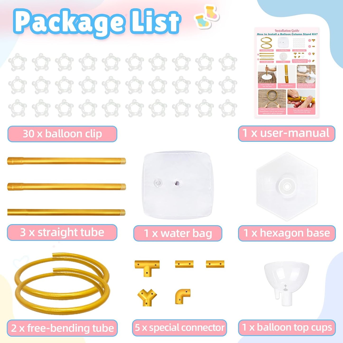 AerWo Upgraded 6FT Gender Reveal Balloon Arch Stand, DIY Question Mark Balloon Stand with Base, Adjustable Circle Heart Half-Arch Shape for Baby Shower Valentines Birthday Wedding Backdrop Decorations