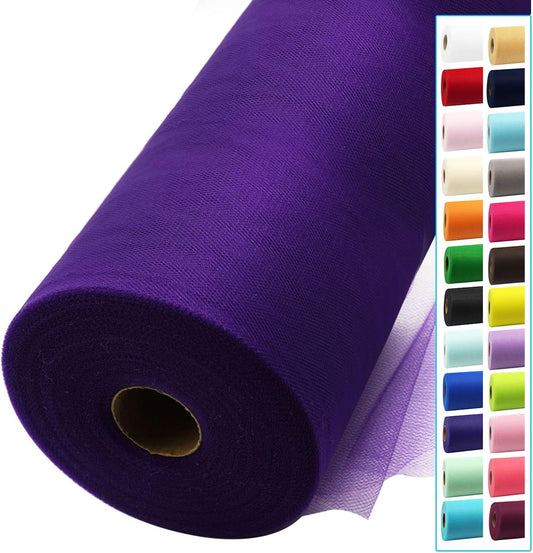 Purple Tulle Fabric Rolls 54 Inch by 40 Yards Tulle Bolt Spool for Wedding Decorations DIY Halloween Tutu Baby Shower Table Skirt Ceiling Decor Birthday Party Craft Supplies