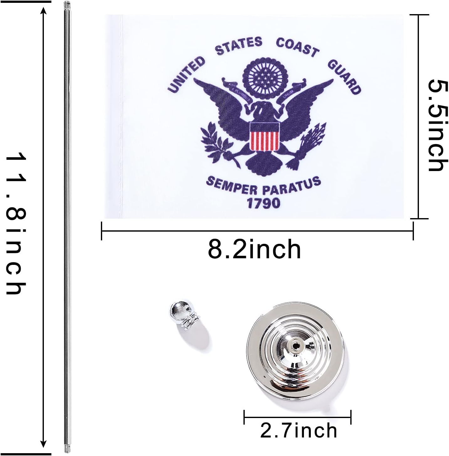 ZXvZYT 2 Pack American US Coast Guard flag USA Coast Guard table flag,Small Mini United States Military Desk Flags With Stand Base,for Army Party Events Celebration Decorations Supplies
