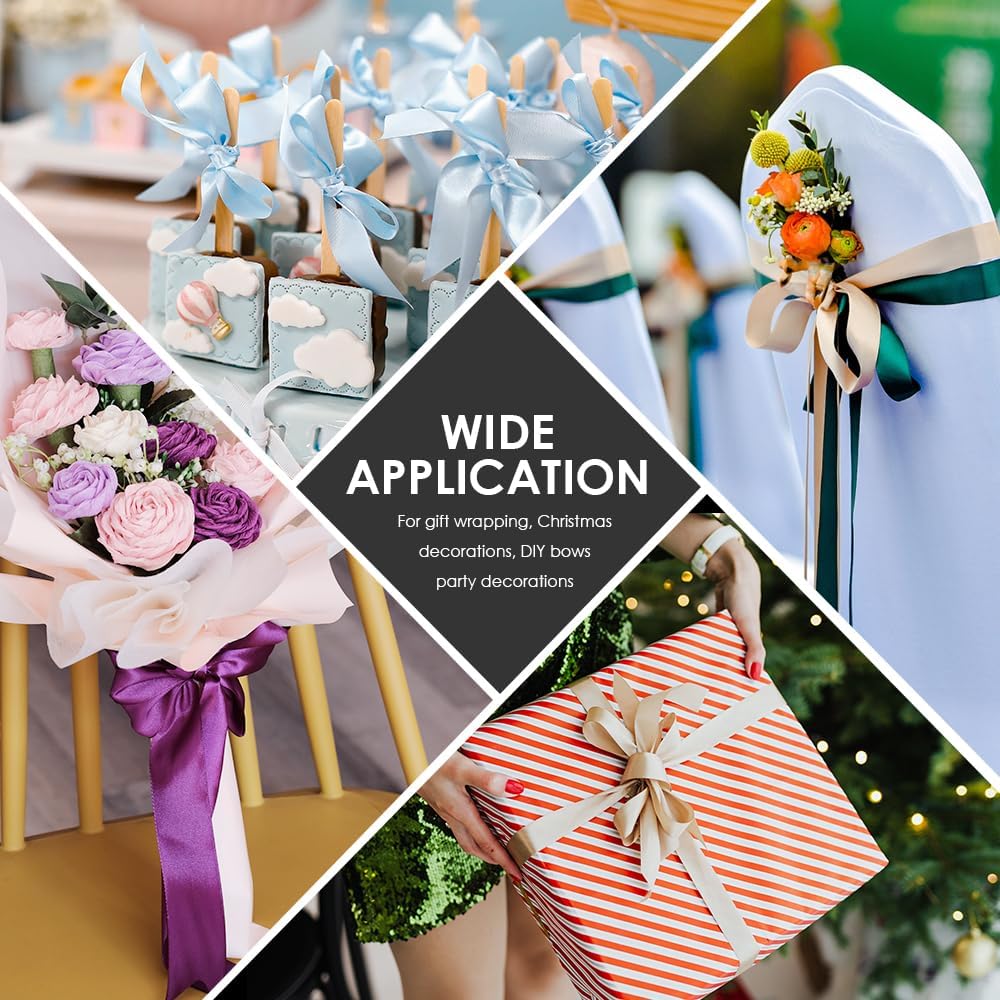 4 Inches x 25 Yards Polyester Satin Ribbon, Solid Color White Satin Ribbon for Crafts, Gift Wrapping, Hair Bows, Wedding Party Decoration, Bow Making (Pink)