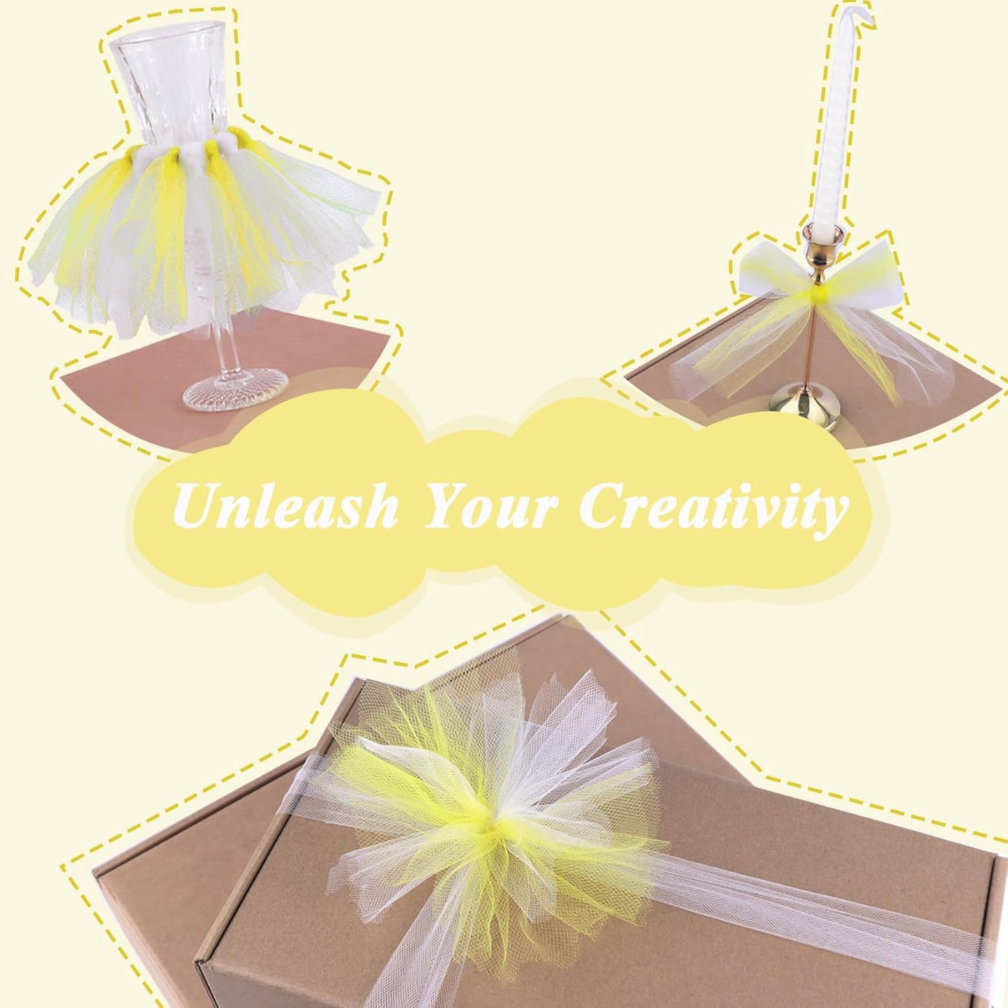 Yellow Tulle Fabric Roll 6" by 100 Yards (300 ft) Soft Tulle Spool for DIY Crafting Favor Supplies, Tutus, Wedding, Party Decorations, Gift Wrapping