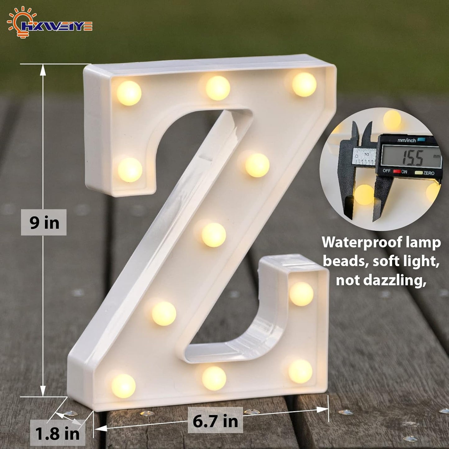 HXWEIYE LED Marquee Letters Lights Sign Z, 26 Alphabet & Number 0-9 Warm White Led Letters for Bar Party Birthday Home Wedding Decor