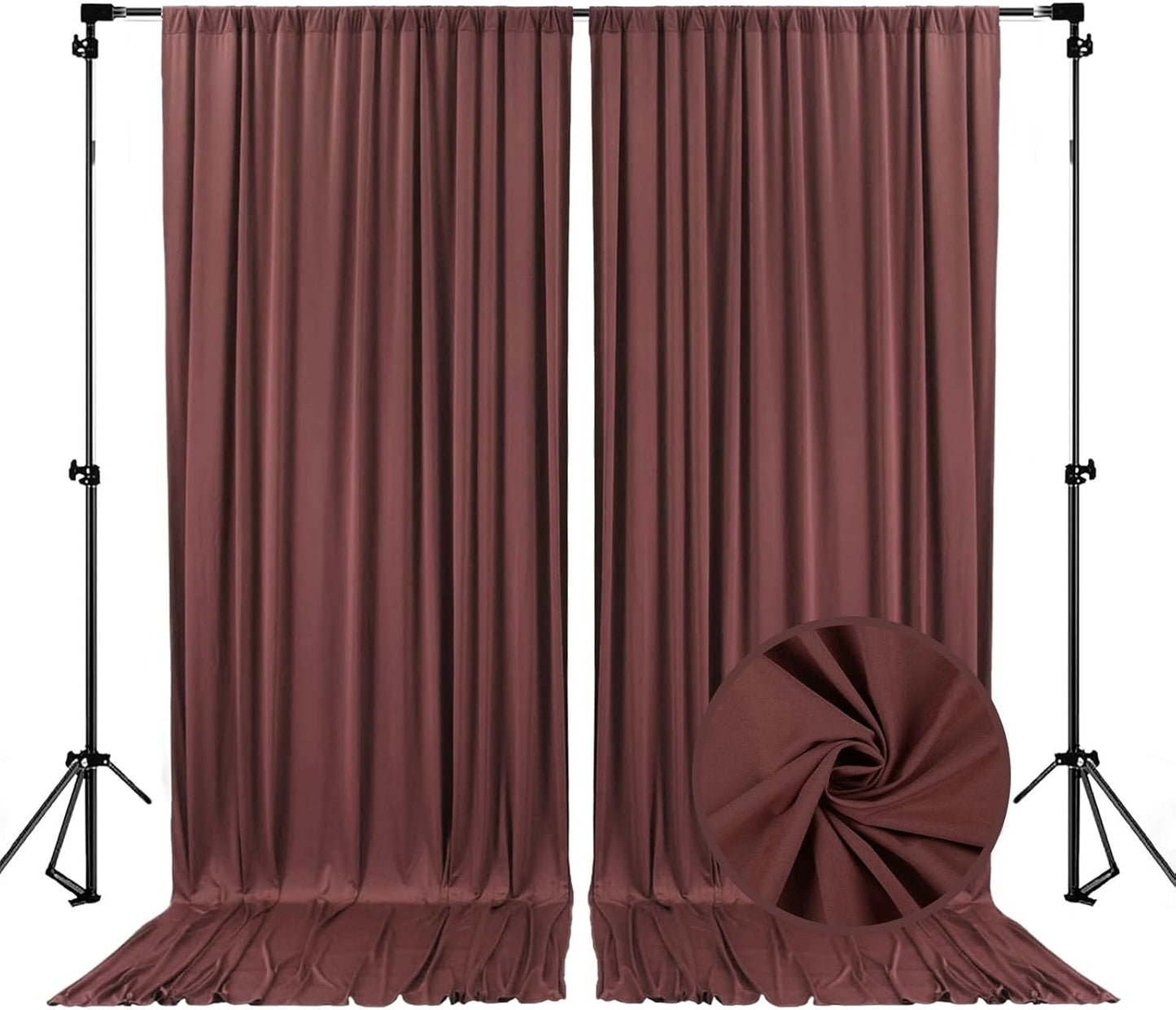 10 x 7 Feet Red Brown Backdrop Curtain for Partie, Background Curtains for Photoshoot, Birthday, Wedding, Halloween, Thanksgiving, Christmas, New Year Party Decorations 5Ft x 7Ft, 2 Panels