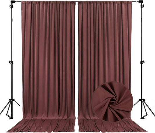 10 x 7 Feet Red Brown Backdrop Curtain for Partie, Background Curtains for Photoshoot, Birthday, Wedding, Halloween, Thanksgiving, Christmas, New Year Party Decorations 5Ft x 7Ft, 2 Panels