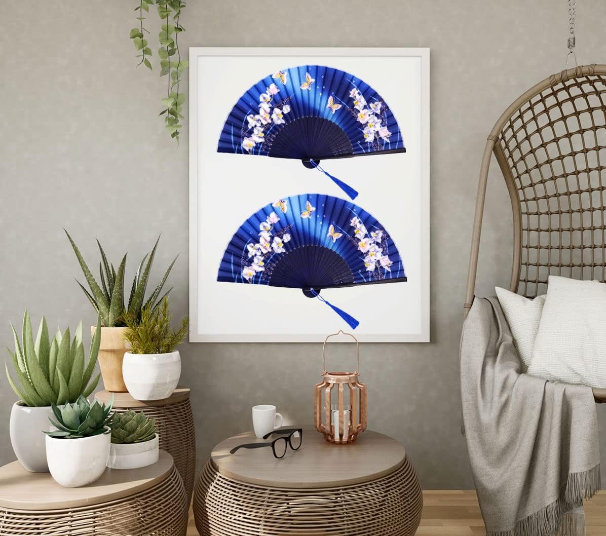 Amajiji Folding Hand Fan for Women, Chinese Japanese Vintage Style Bamboo Silk Hand Held Folding Fans for Party Wedding Dancing Decoration Gift Performance (AM-16)