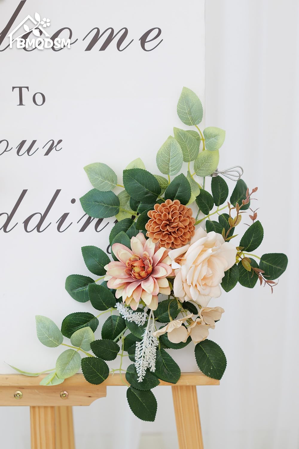 Pack of 2 Artificial Flowers for Backdrop Decoration, Wedding Arch Flowers,Reception Welcome Sign, Eucalyptus Garland, Suited to Aisle Decor and Wedding Arches（Champagne）