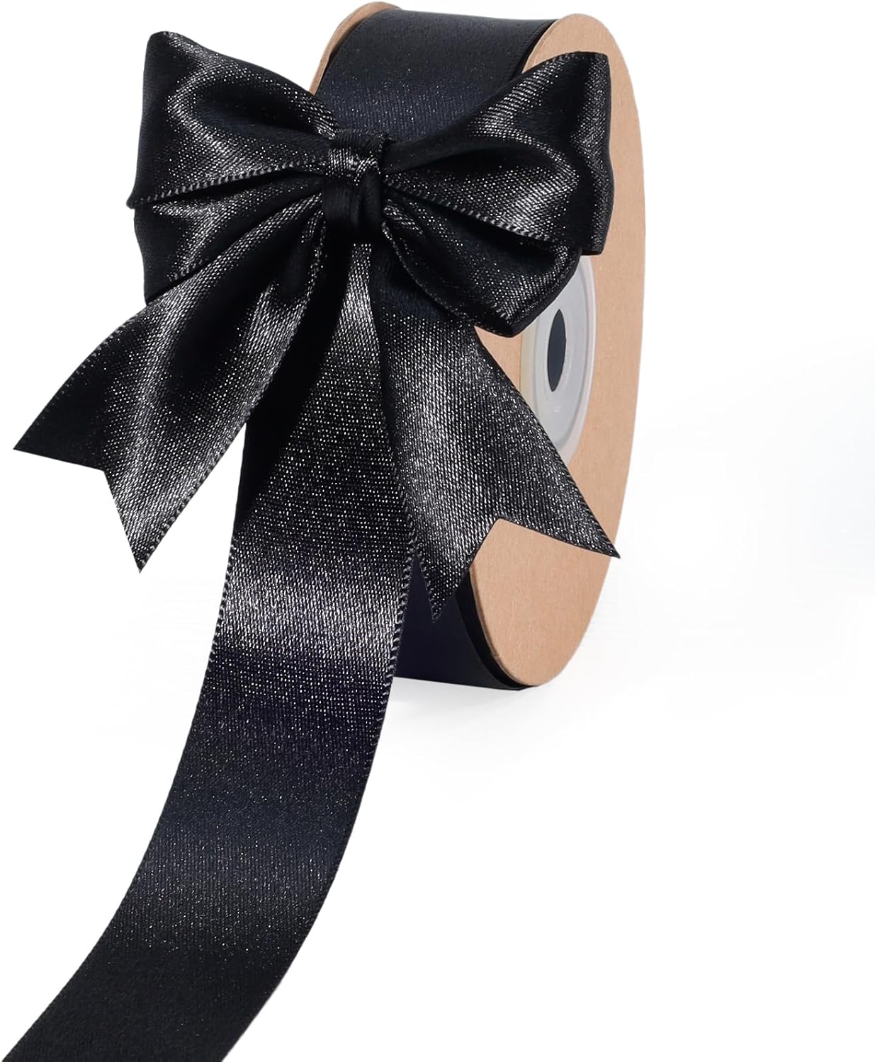 LaRibbons Black Satin Ribbon 1 Inch 25 Yards Luxury Double Faced Black Silk Ribbon for Flower Bouquet Crafts Gift Wrapping Wedding Party Decoration