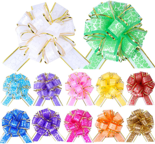 12Pcs Heart Gift Wrap Pull Bows, Large 6 Inch Assorted Gift Pull Bows, for Presents,Christmas Party Birthday Gift for Wrapping Boxes,Valentine's Day Gift Decorations