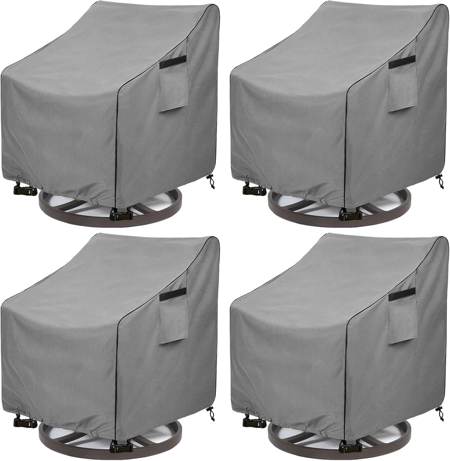 Patio Swivel Chair Cover 4 Pack,Waterproof Heavy Duty Outdoor Chair Covers,Outdoor Swivel Chair Cover for Patio Furniture Covers(30 W x 34 D x 38.5 H inches),Grey