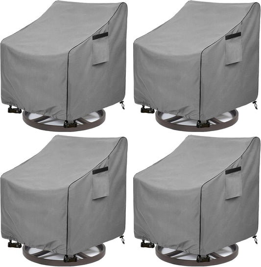 Patio Swivel Chair Cover 4 Pack,Waterproof Heavy Duty Outdoor Chair Covers,Outdoor Swivel Chair Cover for Patio Furniture Covers(30 W x 34 D x 38.5 H inches),Grey