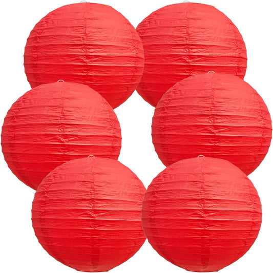 BEISHIDA 12-Inch Red Round Paper Lanterns Decorative Hanging Asia Chinese Japanese Paper Lanterns Lamp for Birthday Wedding Baby Bridal Shower Christmas Home Decor Party Decoration（6 Packs）